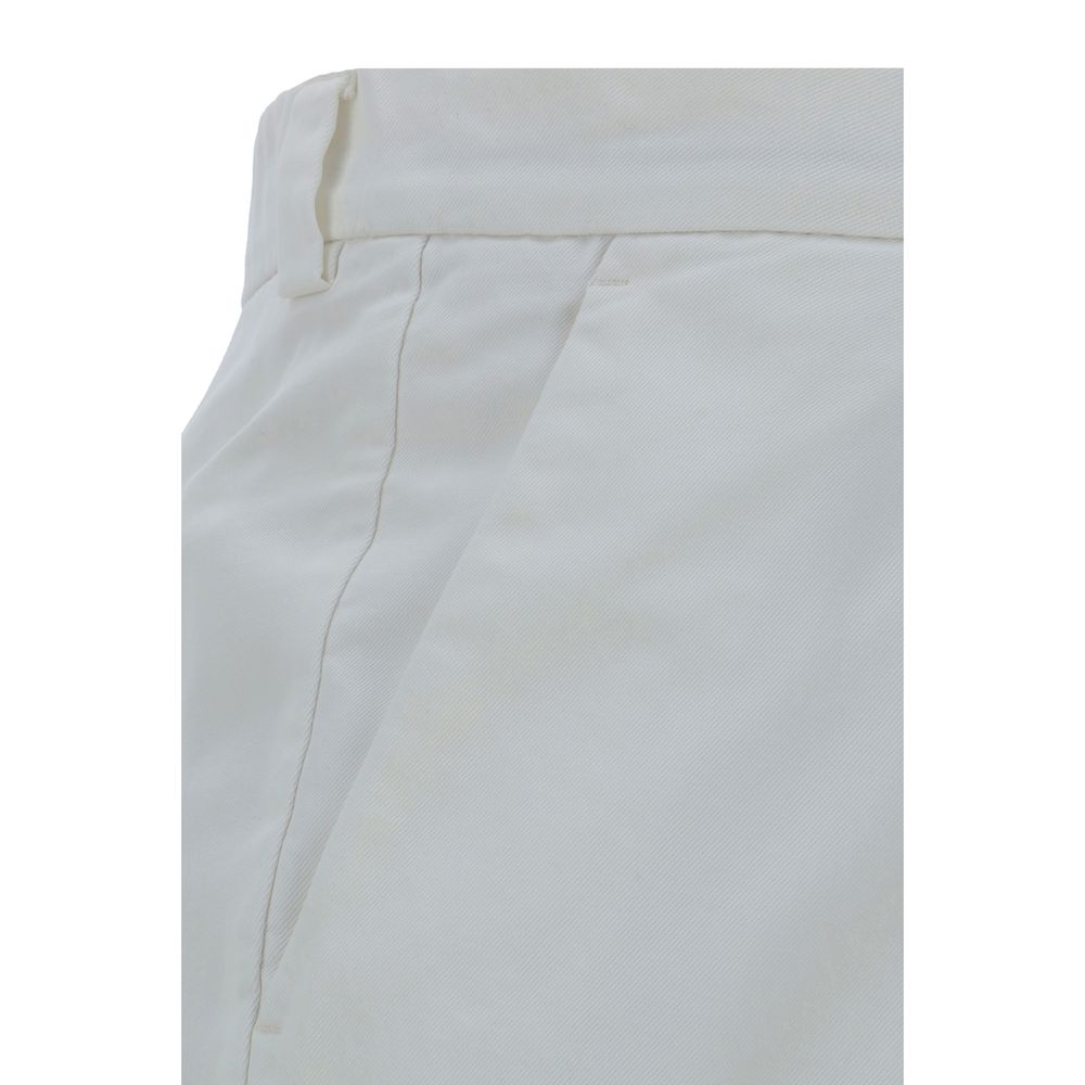White Cotton Casual Pants