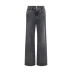 Gray Cotton Straight-Leg Jeans