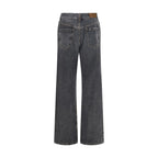 Gray Cotton Straight-Leg Jeans