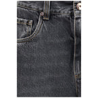 Gray Cotton Straight-Leg Jeans