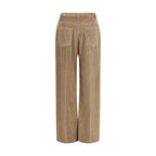 Brown Cotton Casual Pants