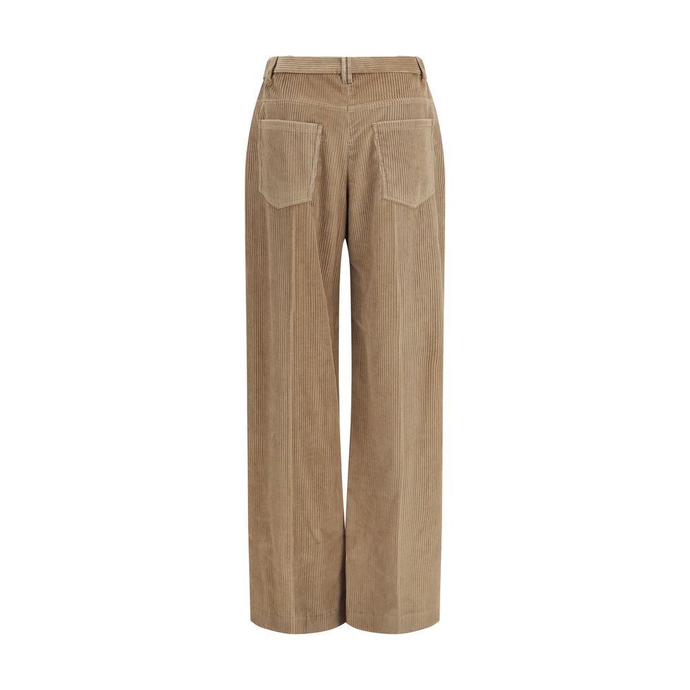 Brown Cotton Casual Pants
