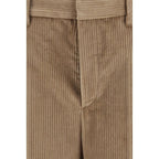 Brown Cotton Casual Pants