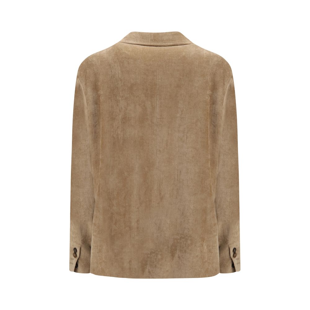 Beige Viscose Full-Length Jacket