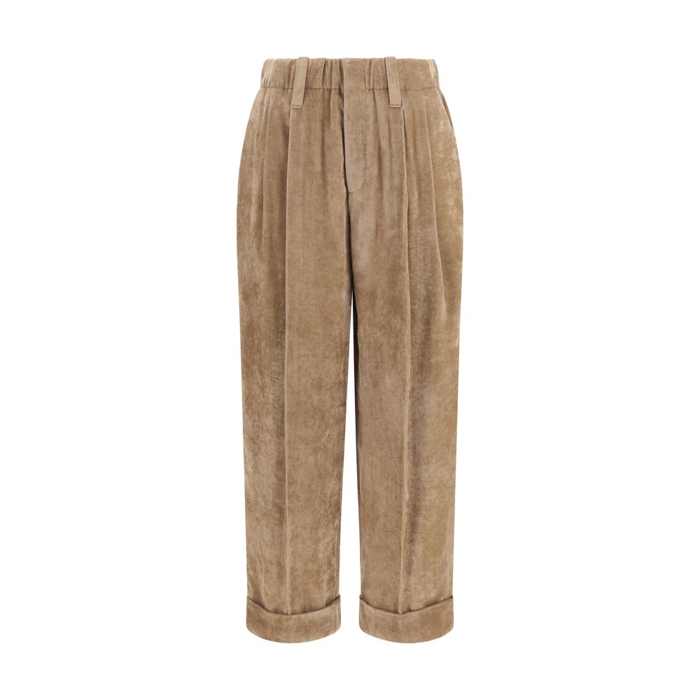 Brown Viscose Casual Pants