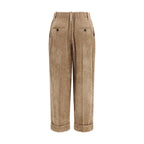 Brown Viscose Casual Pants