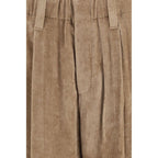 Brown Viscose Casual Pants