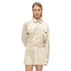 Beige Polyester Full-Length Jacket