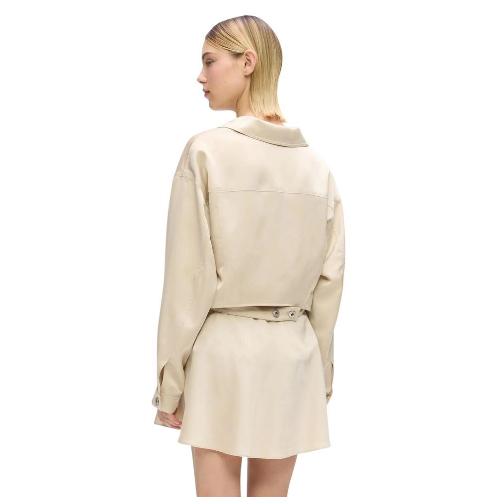 Beige Polyester Full-Length Jacket