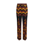 Multicolor Silk Casual Pants