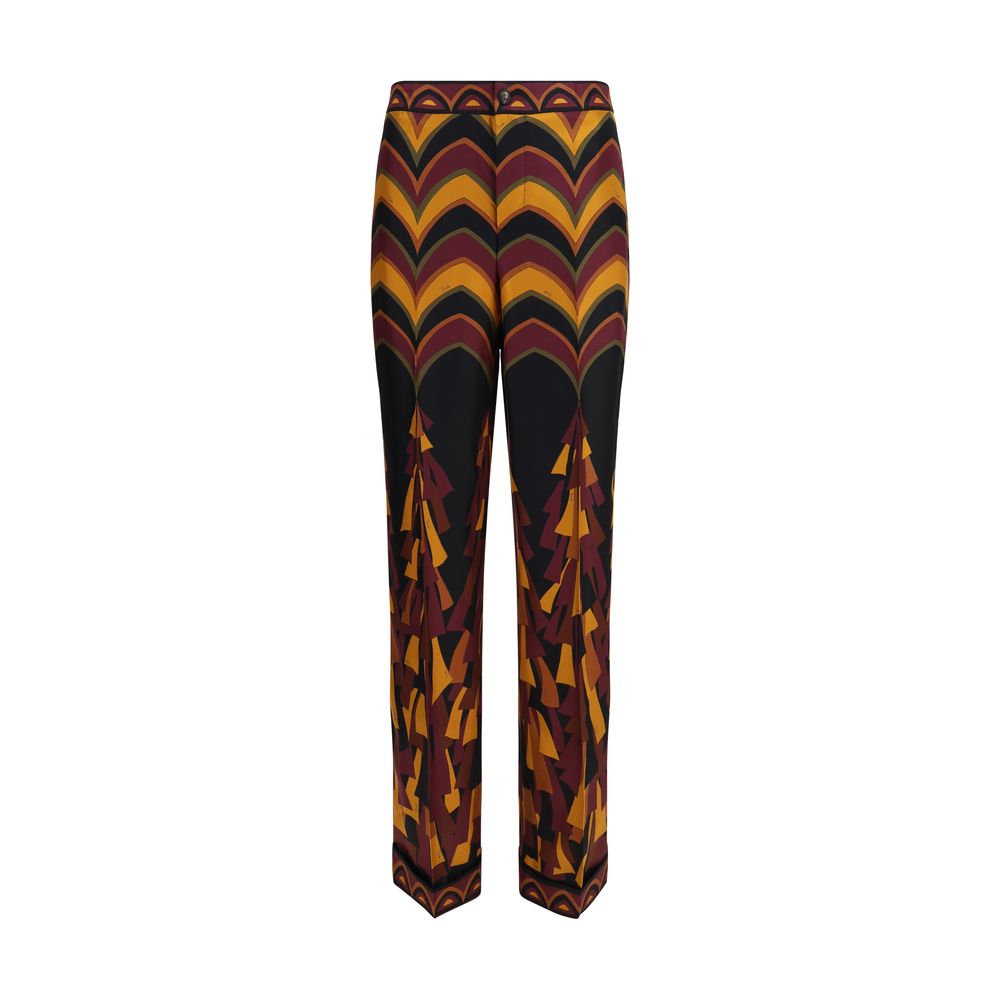 Multicolor Silk Casual Pants