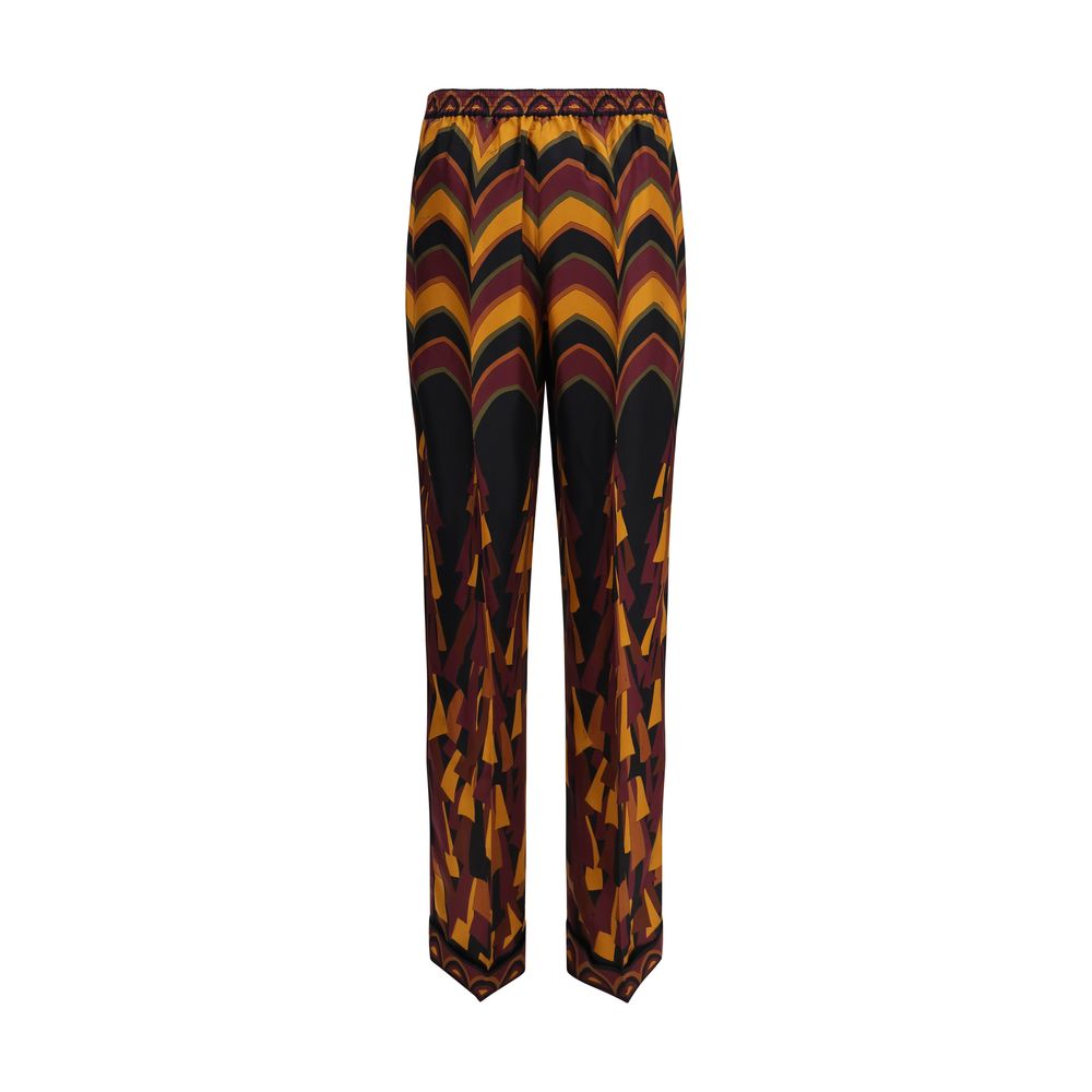 Multicolor Silk Casual Pants