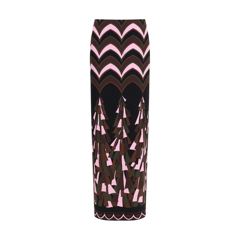 Multicolor Polyamide Long Skirt