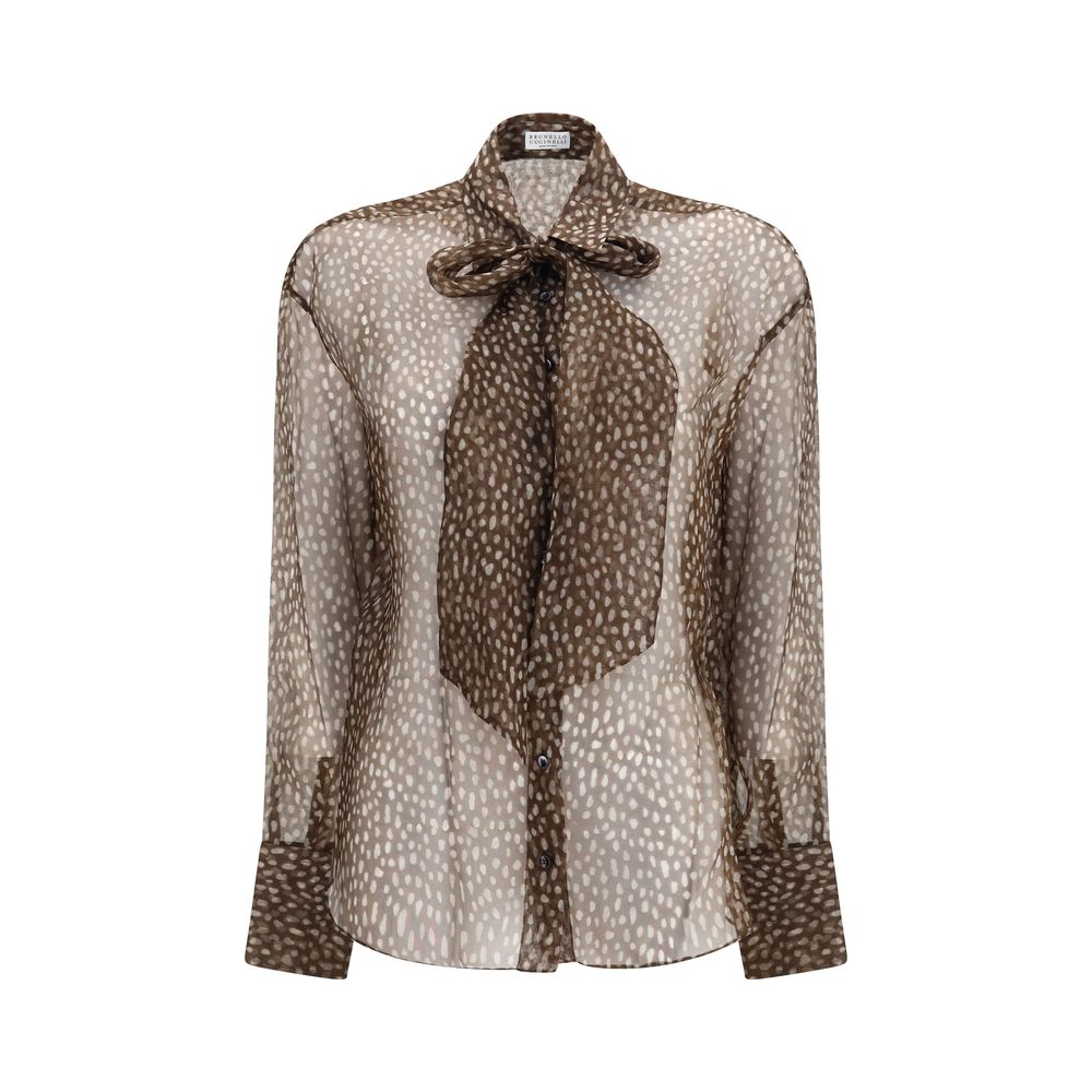 Brown Silk Pattern Shirt