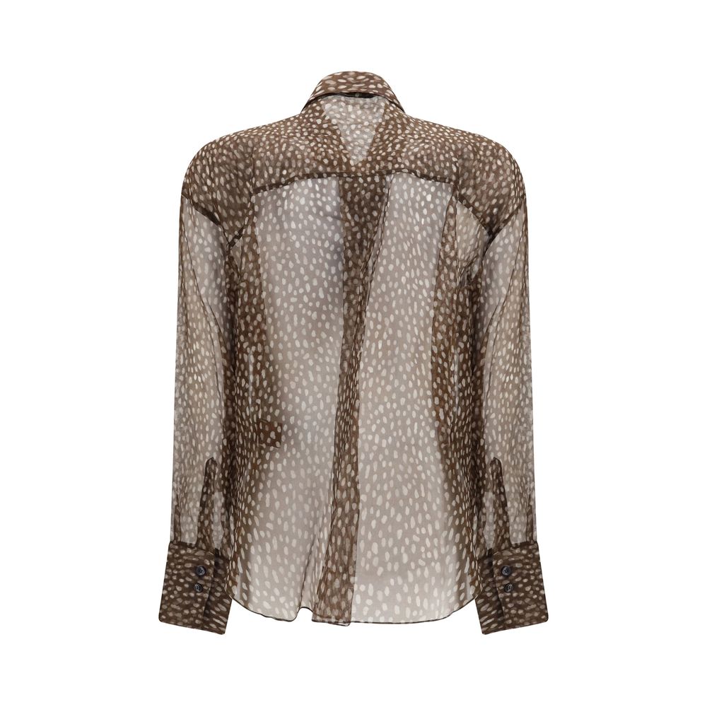 Brown Silk Pattern Shirt