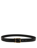 Black Classic Leather Gold Tone Buckle Belt