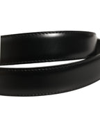 Black Classic Leather Gold Tone Buckle Belt