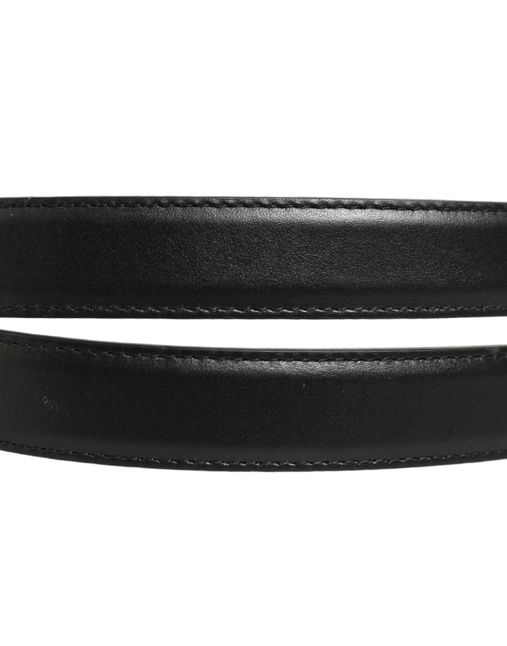 Black Leather Double Wrap Metal Buckle Belt