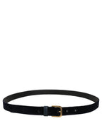 Dark Blue Velvet Gold Tone Metal Buckle Belt