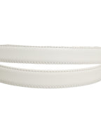 White Leather Silver Tone Metal Buckle Belt