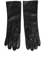 Black Genuine Leather Embossed DG Logo Gloves
