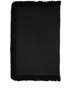 Black Wool Knitted Fringed Warmer Shawl Scarf