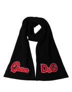 Black D&G Queen Cashmere Knitted Shawl Scarf