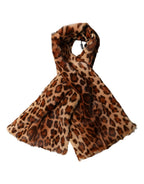 Brown Leopard Printed Goat Hair Shawl Scarf