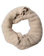 Light Beige Ribbed Knit Neck Warmer Scarf