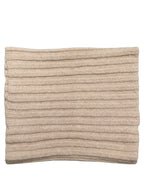 Light Beige Ribbed Knit Neck Warmer Scarf