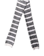 White Black Striped Skinny Neck Warmer Scarf