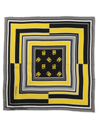 Black Yellow Silk Logo Square Foulard Scarf
