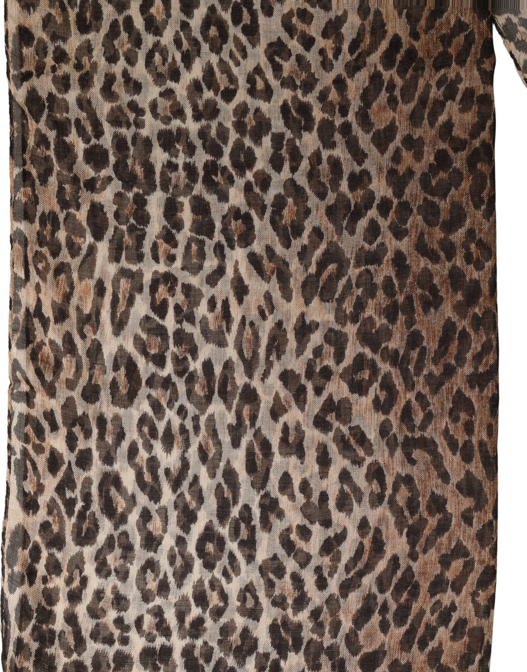 Brown Leopard Cashmere Shawl Stole Scarf