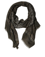 Olive Green Cotton Floral Neck Shawl Scarf