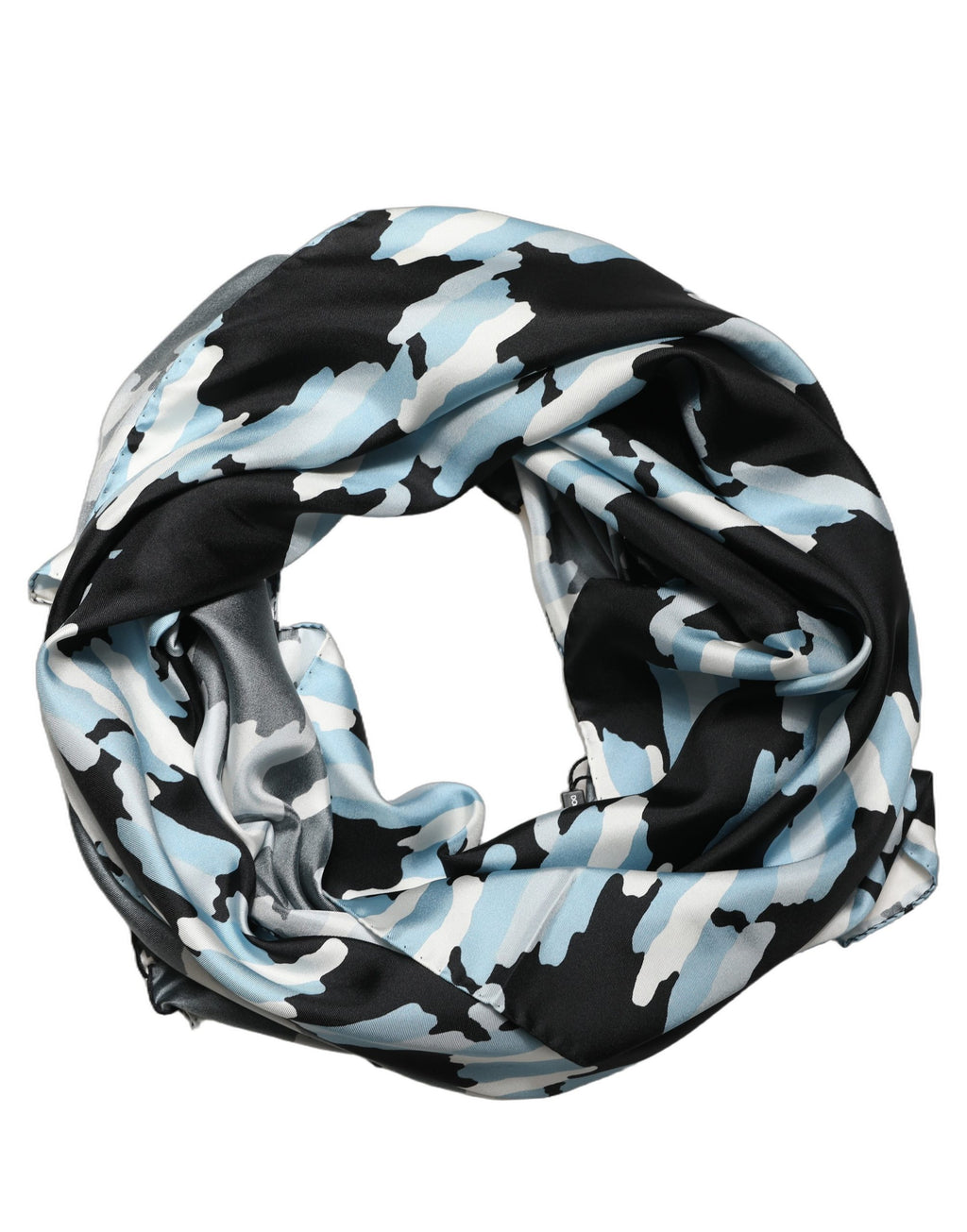 Black Blue Abstract Silk Shawl Stole Scarf