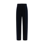 Blue Viscose Casual Pants