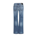 Blue Cotton Bootcut Jeans