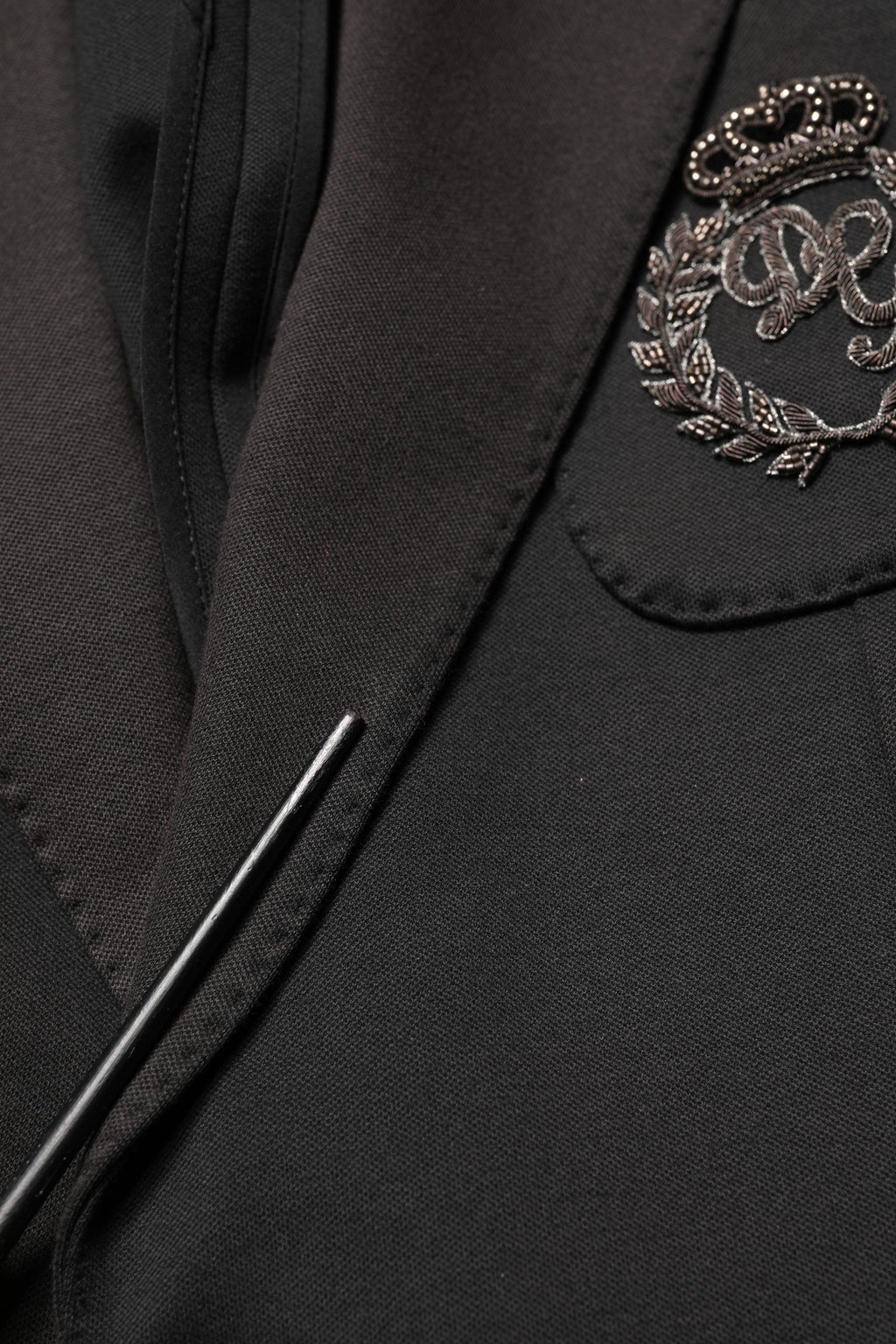 Black Embroidered Single Breasted Jacket
