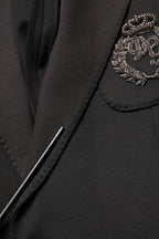 Black Embroidered Single Breasted Jacket