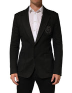 Black Embroidered Single Breasted Men Jacket