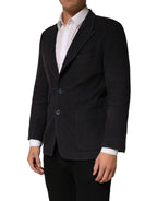 Dark Gray Cotton Men Single Breasted Jacket