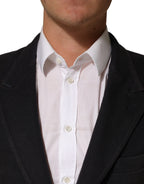 Dark Gray Cotton Men Single Breasted Jacket