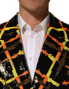 Multicolor Sequin Embellished Double Breasted Jacket