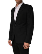 Black Pinstripe Men Single Breasted Jacket