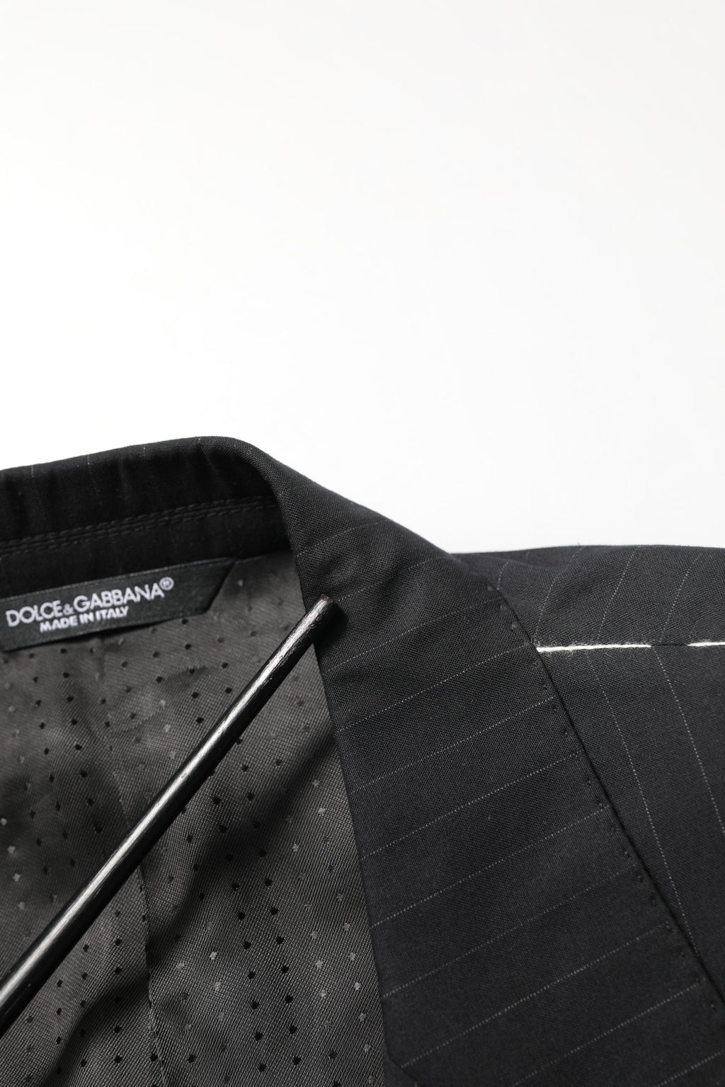Black Pinstripe Men Single Breasted Jacket