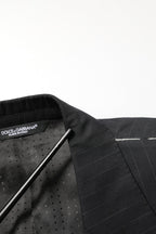 Black Pinstripe Men Single Breasted Jacket