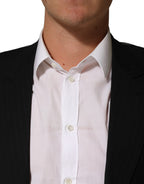 Black Pinstripe Men Single Breasted Jacket