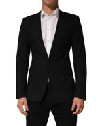 Black Pinstripe Men Single Breasted Jacket