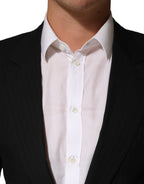 Black Pinstripe Men Single Breasted Jacket