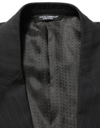 Black Pinstripe Men Single Breasted Jacket